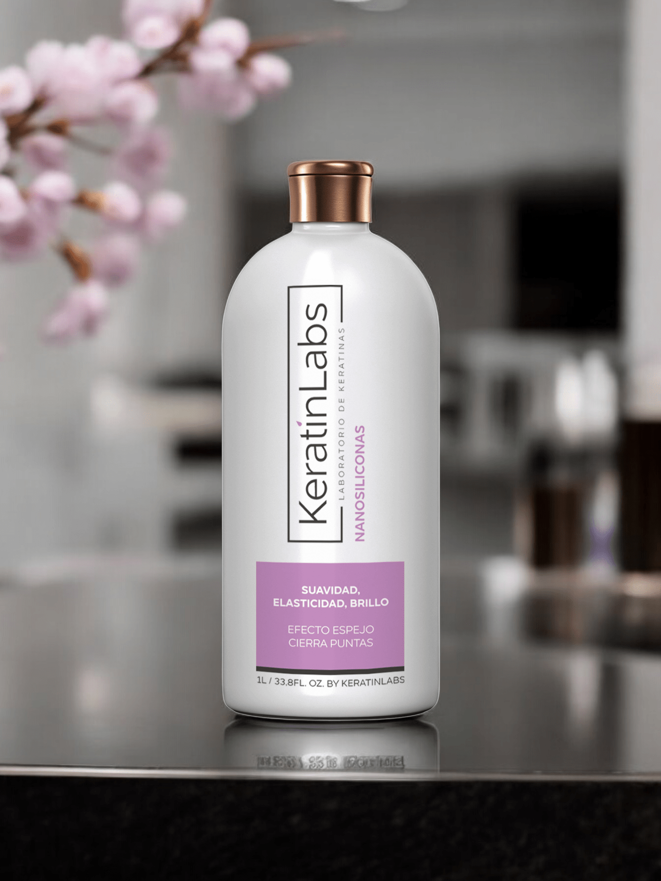 KeratinLabs Nanosiliconas suavidad, elasticidad y brillo con efecto espejo y cierra puntas para cabello