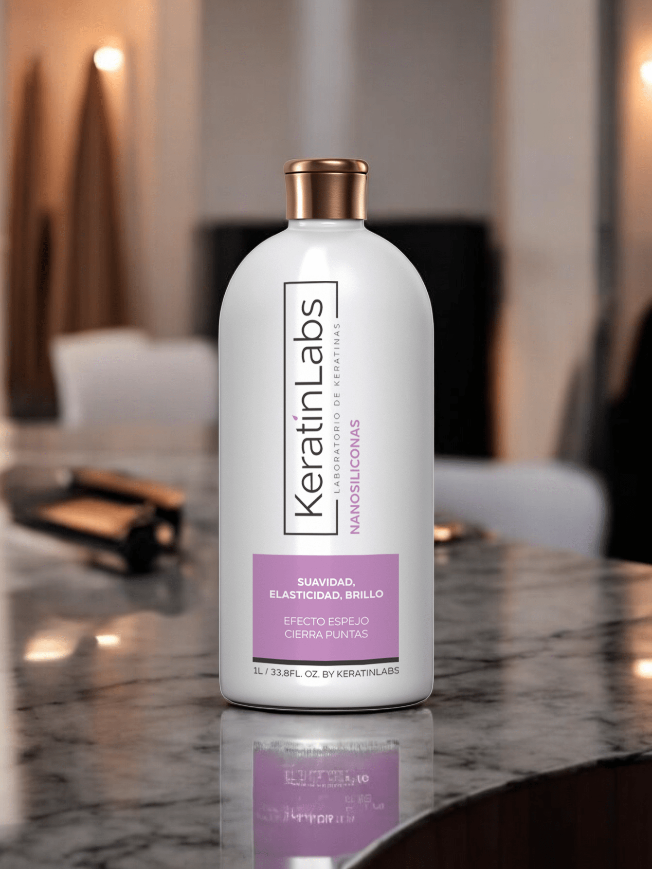 KeratinLabs Nanosiliconas suavidad, elasticidad y brillo con efecto espejo y cierra puntas para cabello