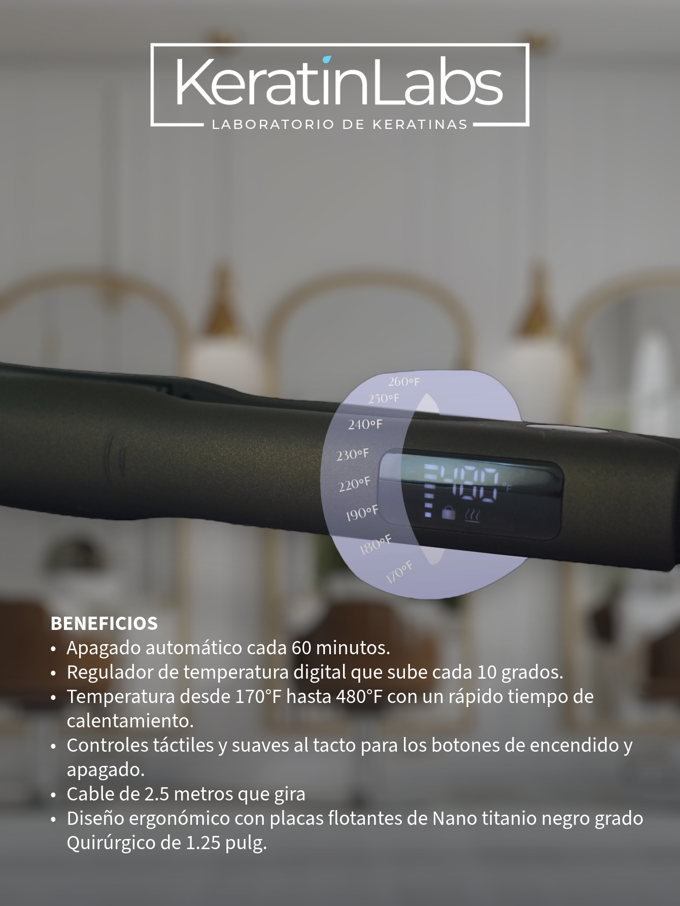 KeratinLabs Plancha para el cabello con placas flotantes de nano titanio con apagado automático para alaciar