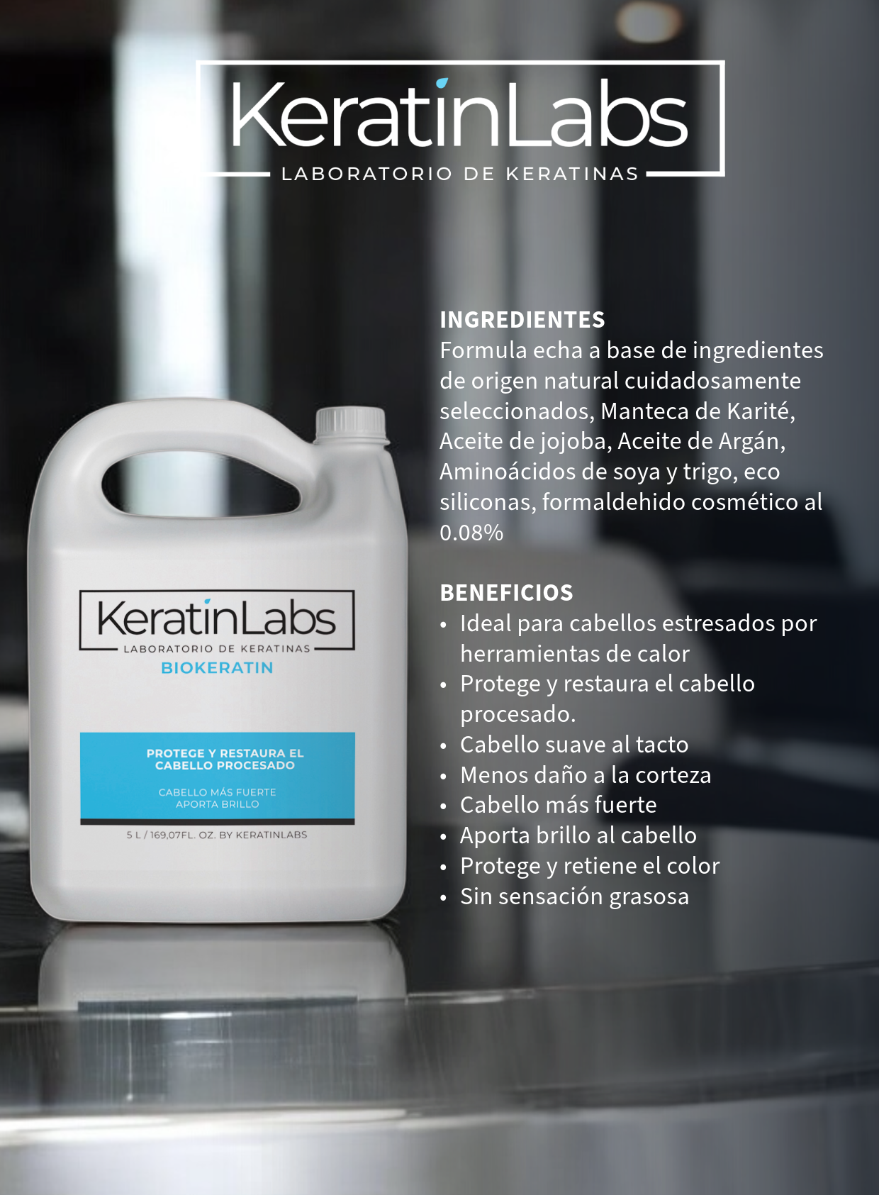 KeratinLabs Biokeratin protege y restaura el cabello procesado para cabello más fuerte y brilloso (5 a 9 Litros)